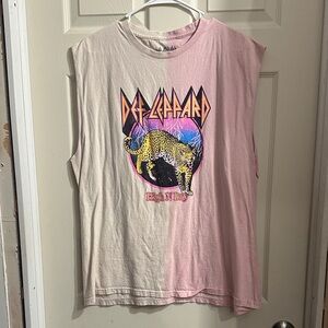 Mens Sleeveless Pink and Cream Top